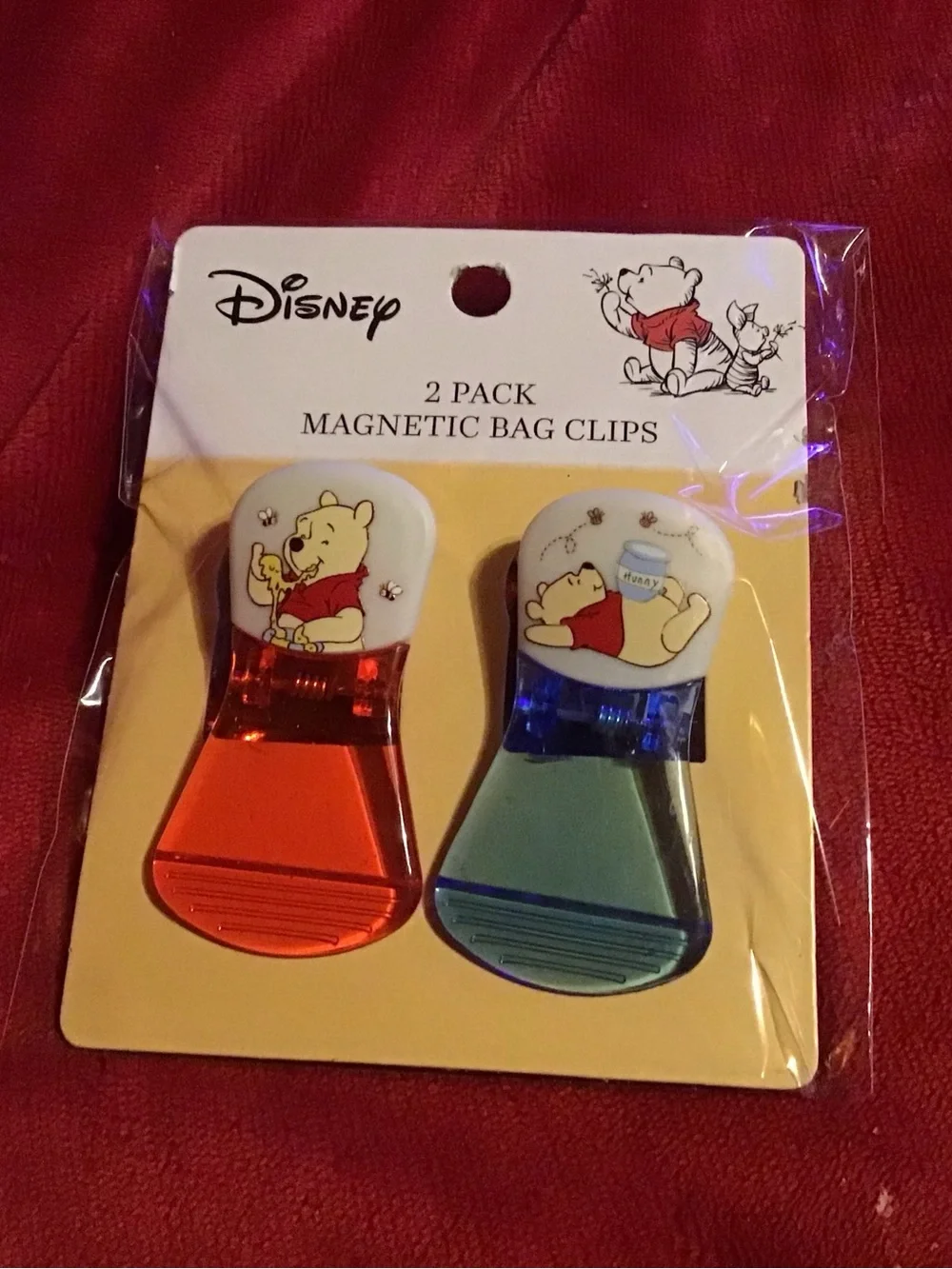 Disney Winnie the Pooh Magnetic Bag Clips - Yellow, Orange & Blue